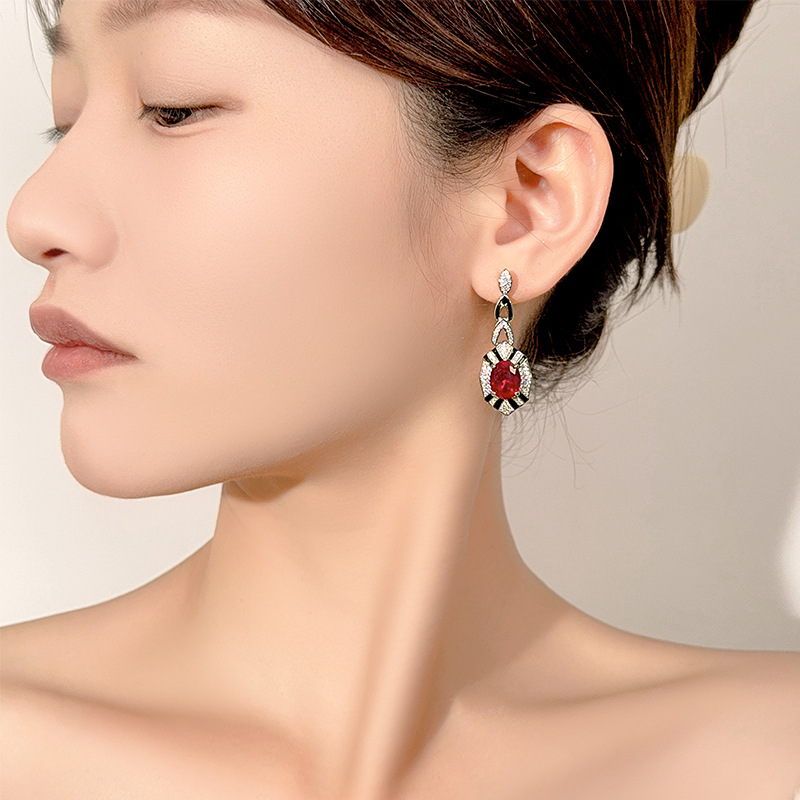 Women Jewelry Accessories For Black Dress - 아트 데코 오벌 컷 에메랄드 사파이어