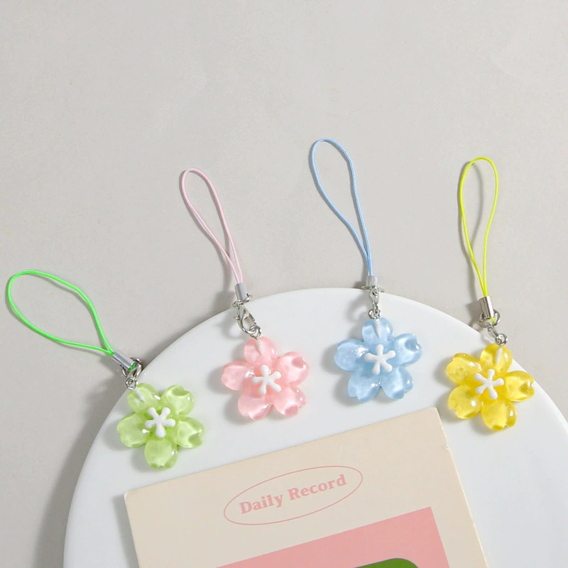 Women'S Korean Accessories - 여성을위한 다채로운 수지 꽃 전화 체인