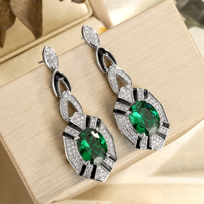 아트 데코 오벌 컷 에메랄드 사파이어 루비 드롭 귀걸이 - Women Jewelry Accessories For Black Dress 리뷰 및 가격