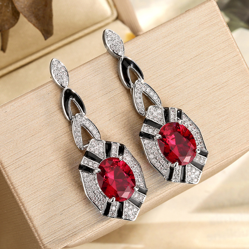 아트 데코 오벌 컷 에메랄드 사파이어 루비 드롭 귀걸이 - Women Jewelry Accessories For Black Dress 리뷰 및 가격