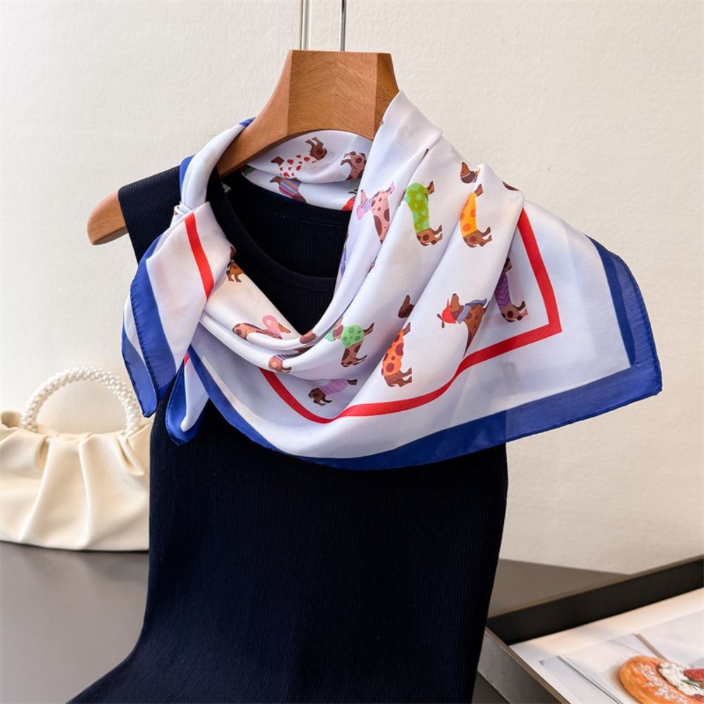 프린트 닥스훈트 프린트 스카프 Y2K 기하학적 모양 작 - Women'S Korean Accessories 리뷰 및 가격