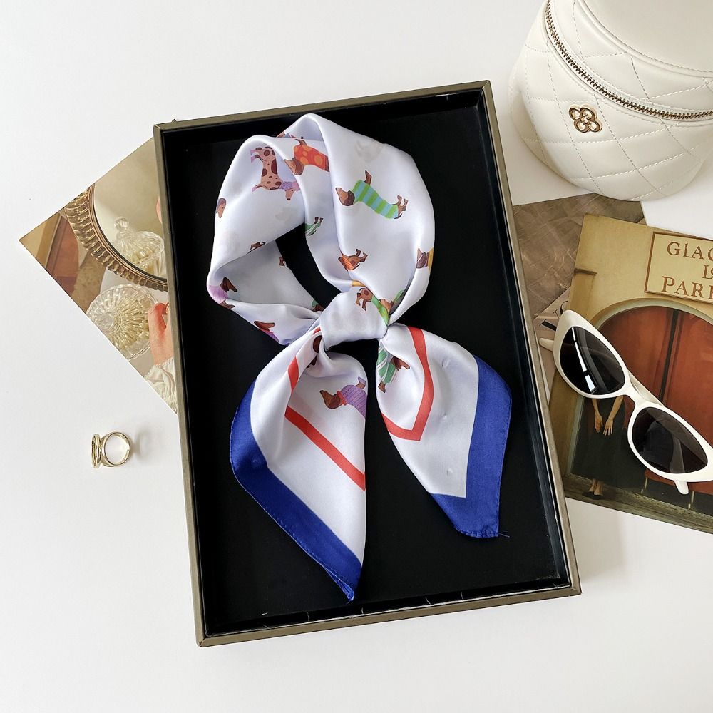 프린트 닥스훈트 프린트 스카프 Y2K 기하학적 모양 작 - Women'S Korean Accessories 리뷰 및 가격