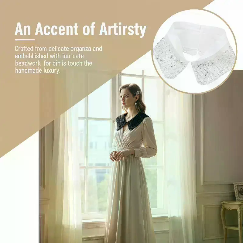 여성용 하프 셔츠 탈부착 가능한 레이스 칼라 자수 비즈 - Women'S Accessories For Formal Wear 리뷰 및 가격