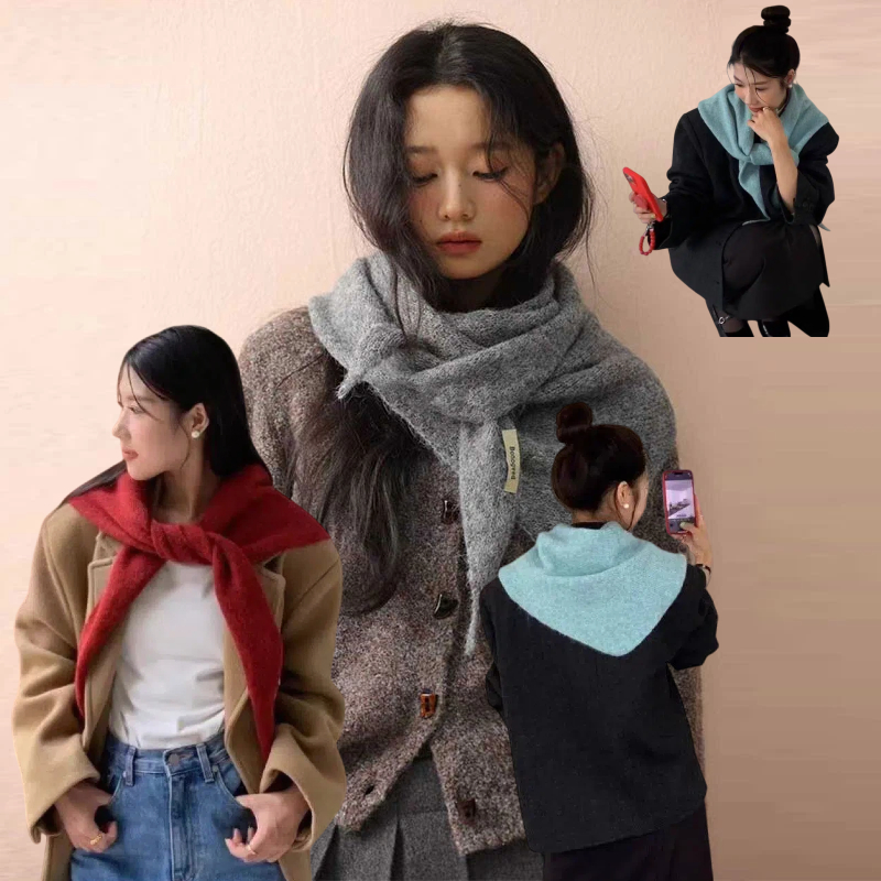 한국산 울 니트 삼각 숄 겨울용 따뜻한 다용도 숄 대형 - Women'S Korean Accessories 리뷰 및 가격