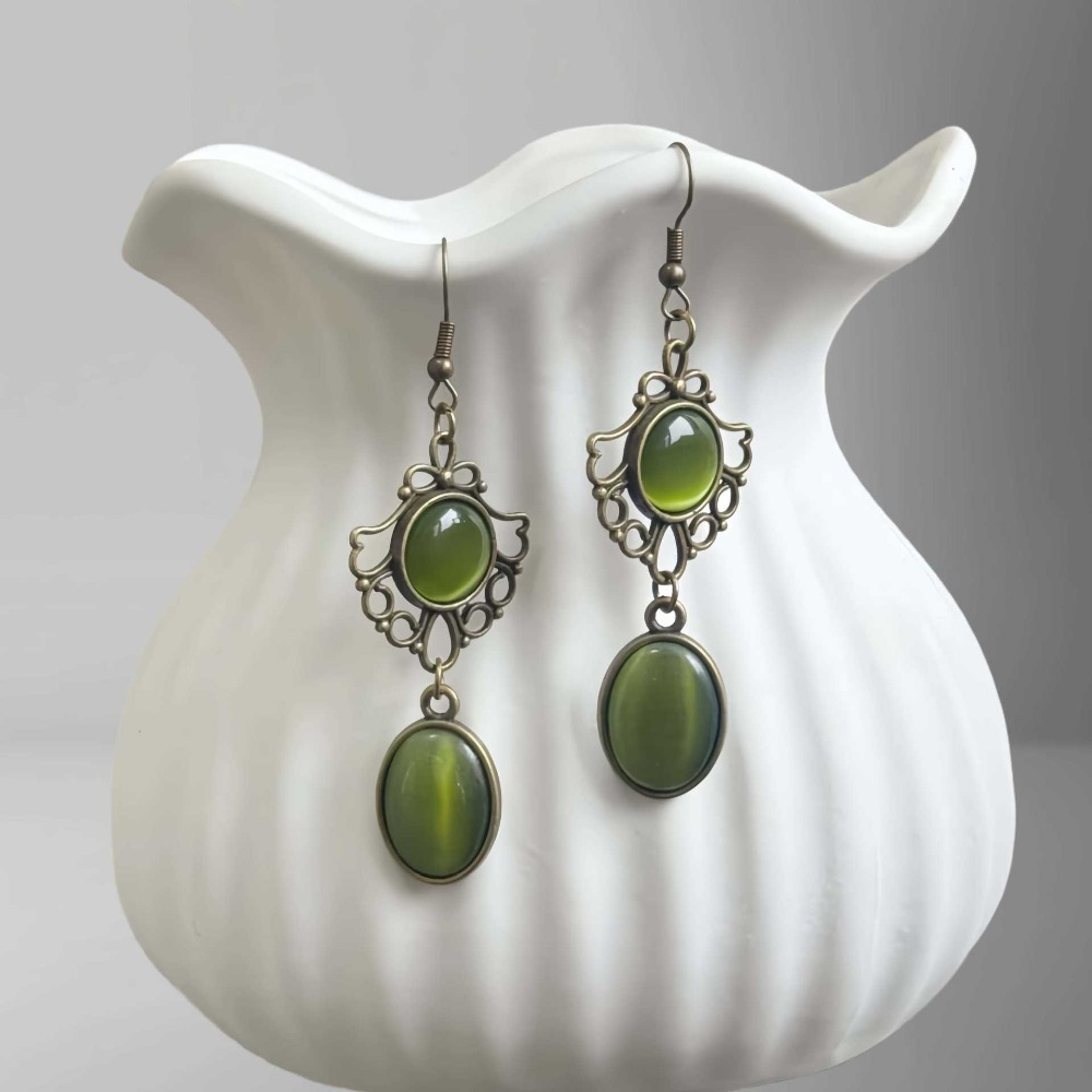 레트로 빅토리아 시대 레이스 그린 오팔 드롭 귀걸이 여 - Women'S Victorian Era Accessories 리뷰 및 가격