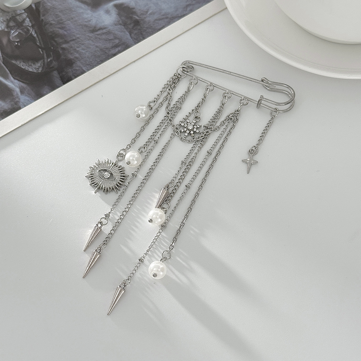 모조 진주 브로치 우아한 리벳 브로치 악마의 눈 브로치 - Women'S Accessories For Formal Wear 리뷰 및 가격