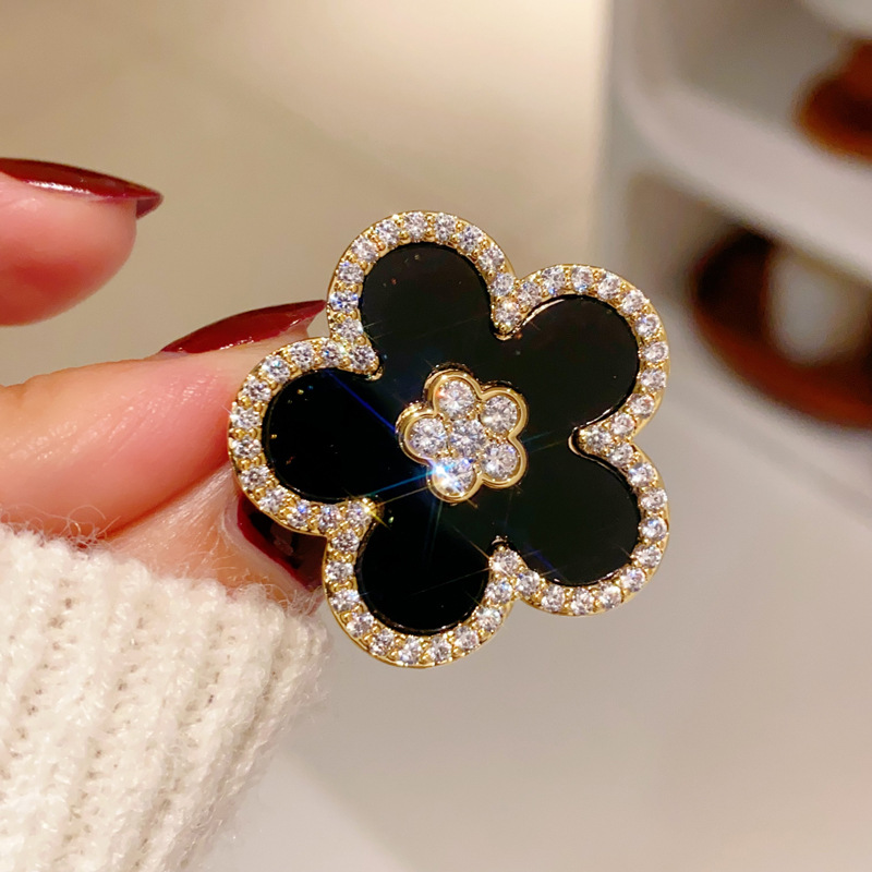 여성을위한 검은 꽃 브로치 골드 도금 파티 쥬얼리 Bi - Women Jewelry Accessories For Black Dress 리뷰 및 가격