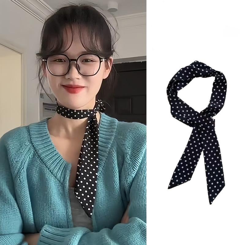 패션 폴카 도트 실크 스카프 다용도 헤어밴드 한국 스타 - Women'S Korean Accessories 리뷰 및 가격