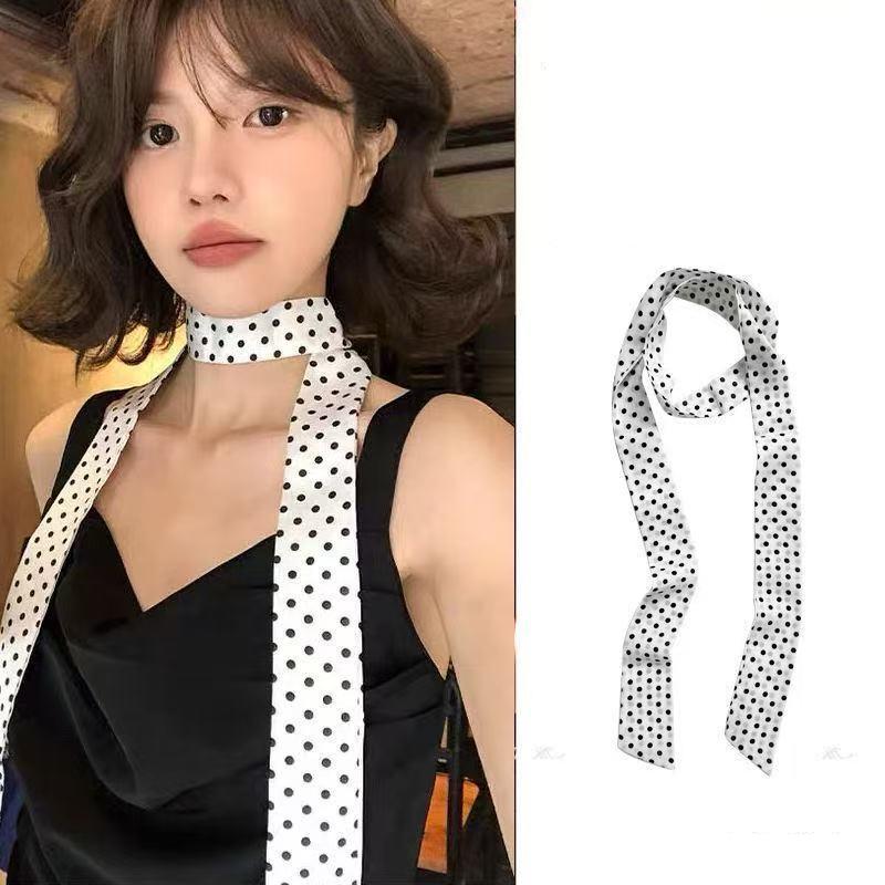 패션 폴카 도트 실크 스카프 다용도 헤어밴드 한국 스타 - Women'S Korean Accessories 리뷰 및 가격
