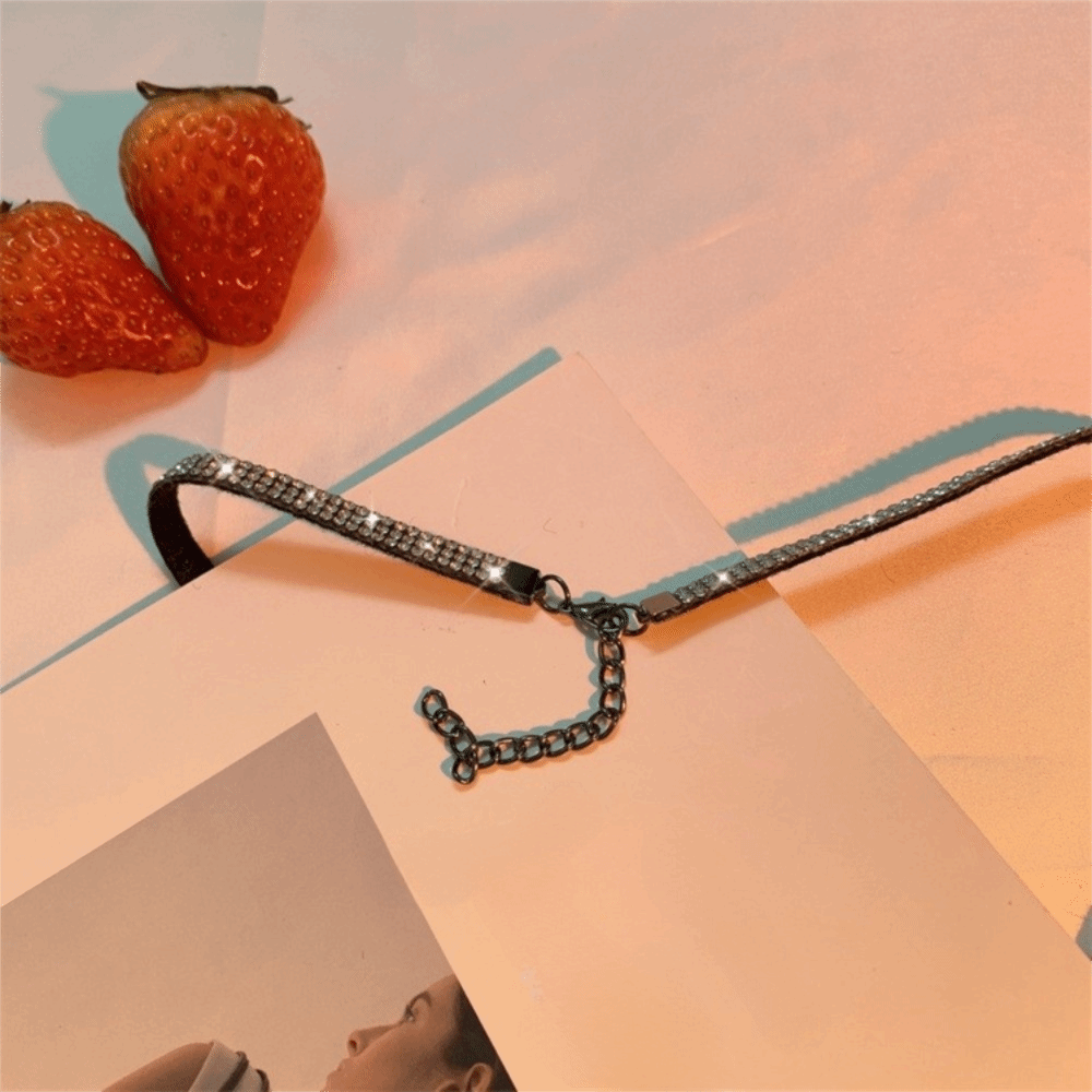 반짝이는 조절 가능한 라인스톤 넥타이, 이중 레이어 블 - Women'S Accessories For Formal Wear 리뷰 및 가격