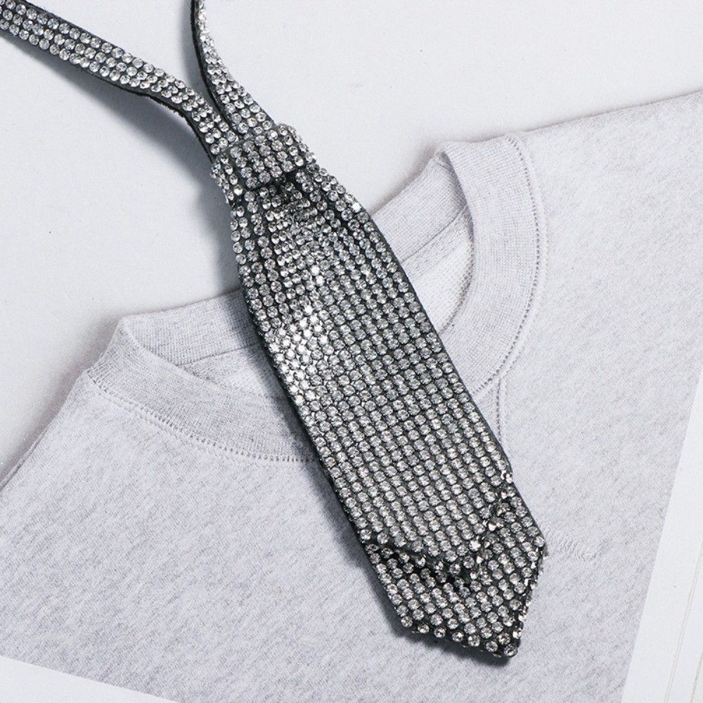 반짝이는 조절 가능한 라인스톤 넥타이, 이중 레이어 블 - Women'S Accessories For Formal Wear 리뷰 및 가격
