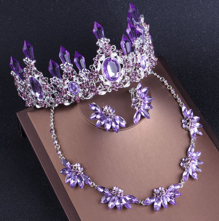고귀한 보라색 크리스탈 신부 쥬얼리 세트, 목걸이 귀걸 - Women Jewelry Accessories For Black Dress 리뷰 및 가격