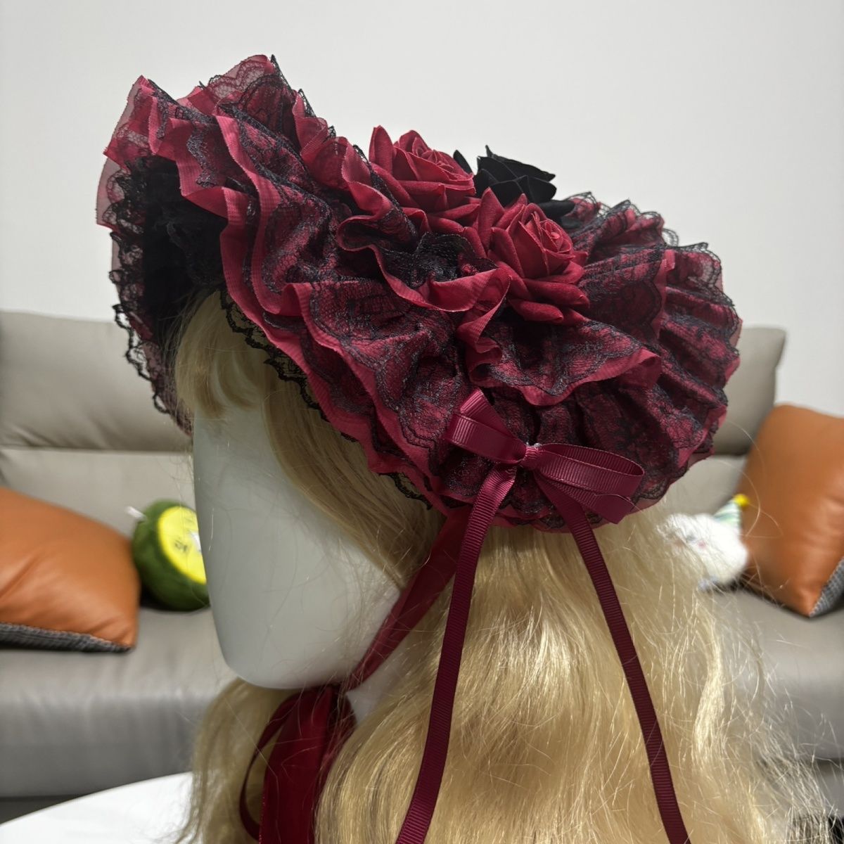 오리지널 고딕 보닛 모자 블랙 레드 클라인 블루 로리타 - Women'S Victorian Era Accessories 리뷰 및 가격