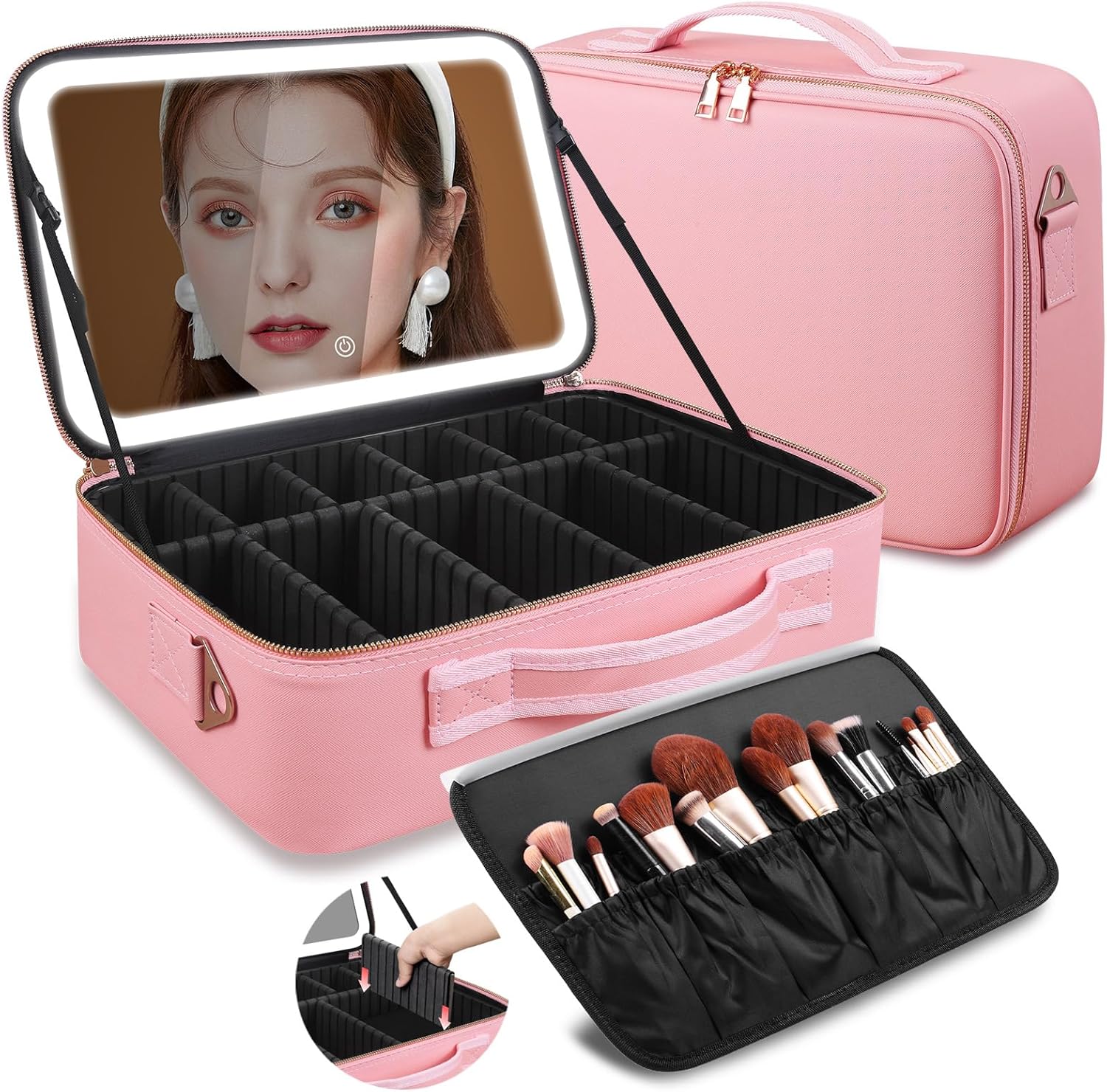 대용량 메이크업 가방 15''X11'' LED 거울 3 - Women Accessories Pouch 리뷰 및 가격