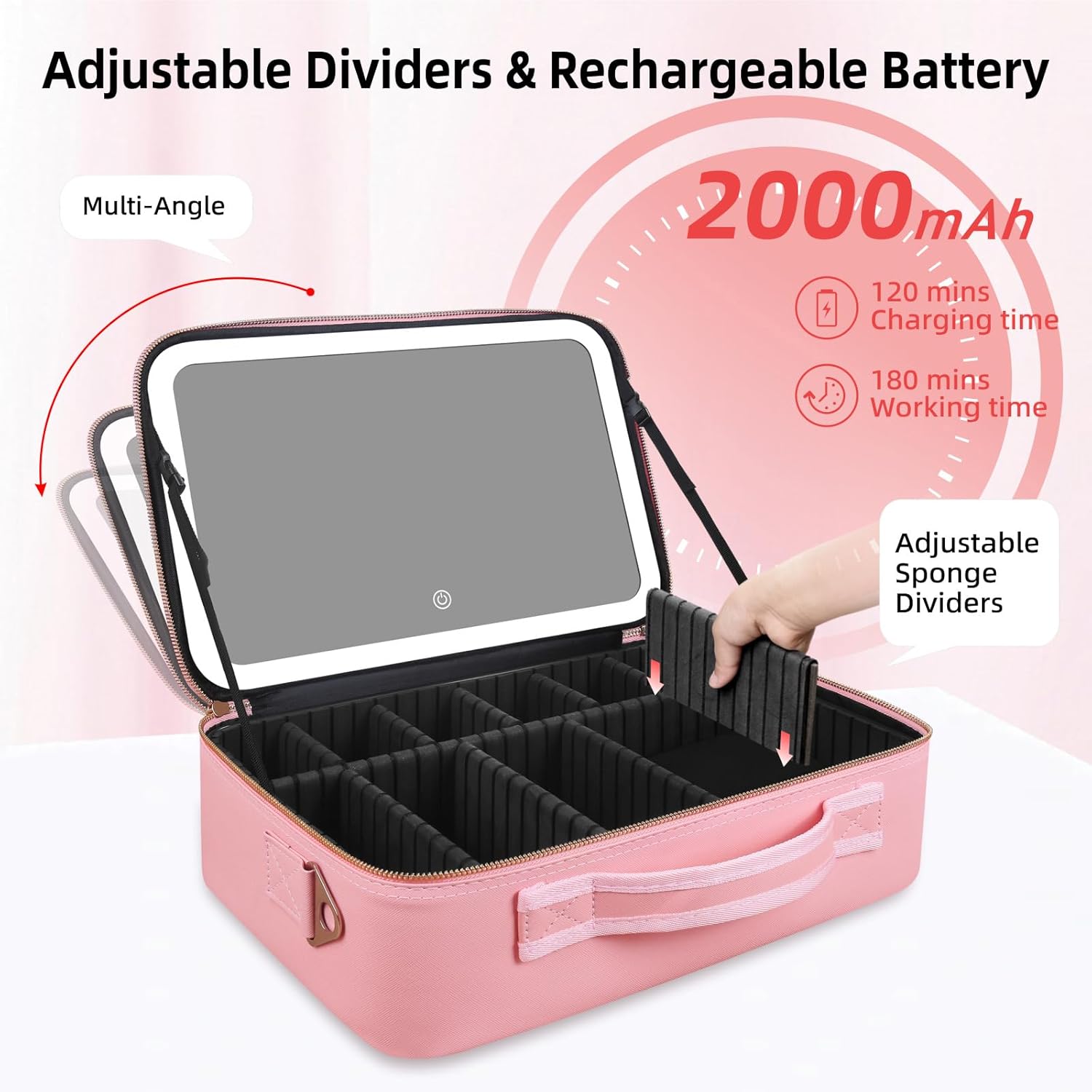 대용량 메이크업 가방 15''X11'' LED 거울 3 - Women Accessories Pouch 리뷰 및 가격