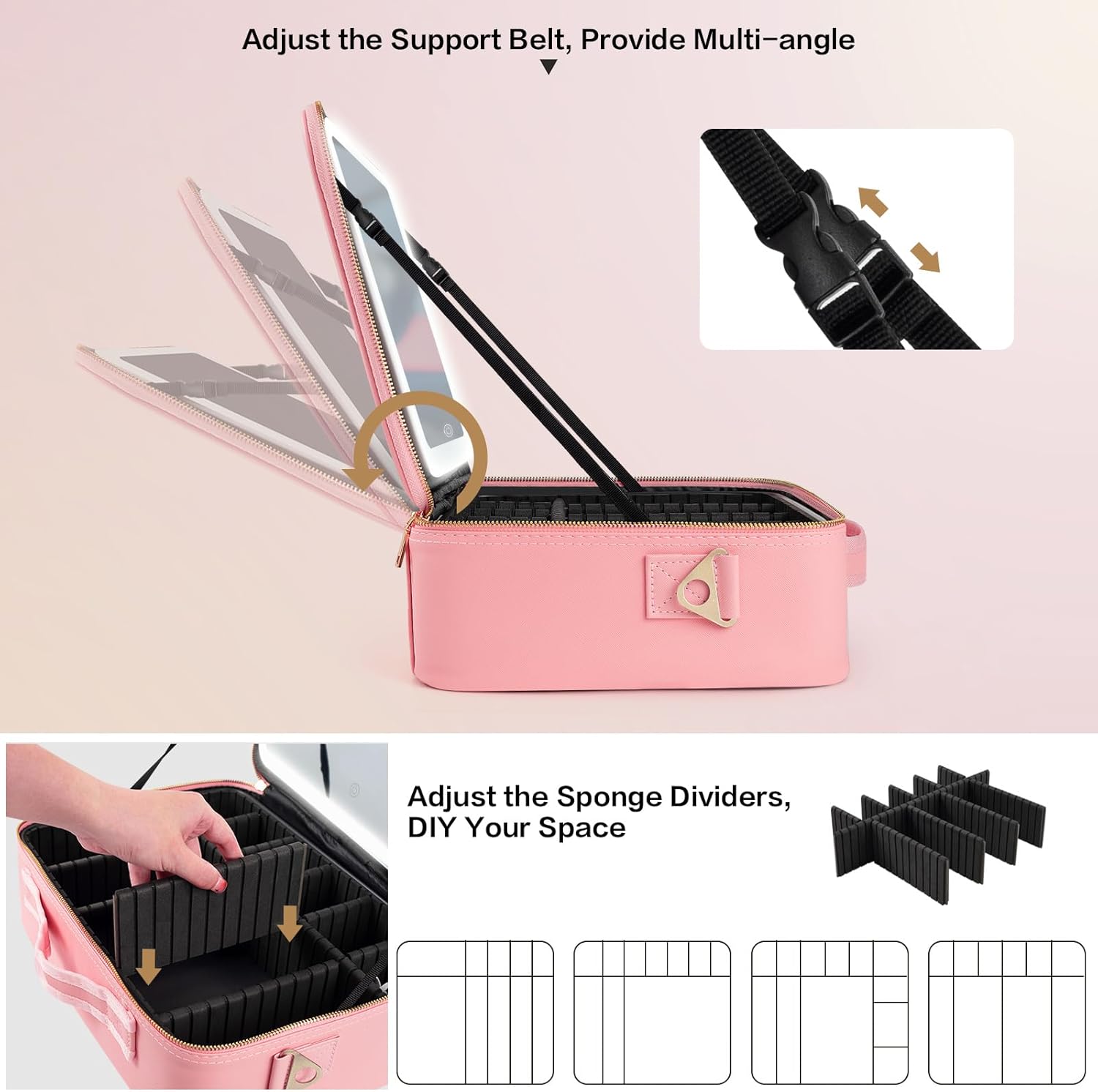 대용량 메이크업 가방 15''X11'' LED 거울 3 - Women Accessories Pouch 리뷰 및 가격